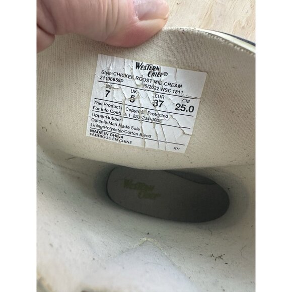 Western Chief Womens Size 7 Chicken Roost Mid Cream Rain boot Waterproof Farm - Picture 5 of 5